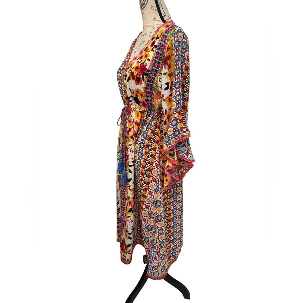 NAUDIC Maxi Bohemian Sundress with Flutter Sleeves 100% Viscose EUC - Picture 3 of 13
